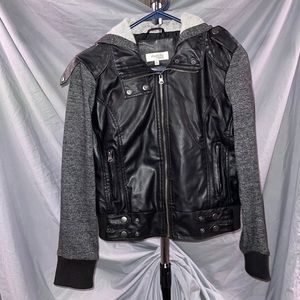 Faux leather bomber jacket